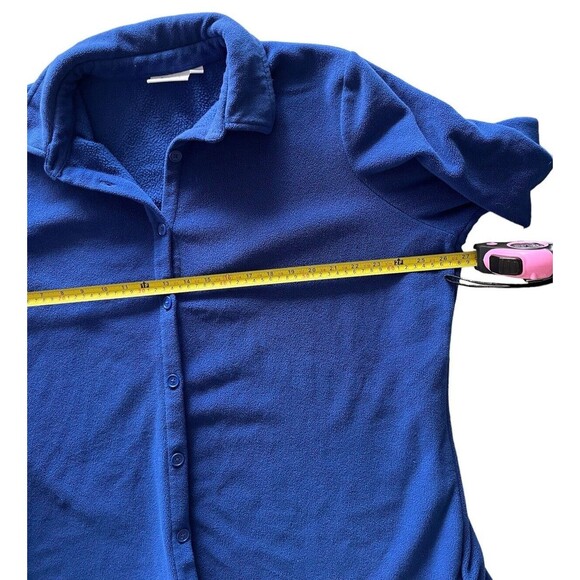 Denim & Co Women's Jacket Blanket Fleece Button Front Bright Blue Size1X - Picture 4 of 5